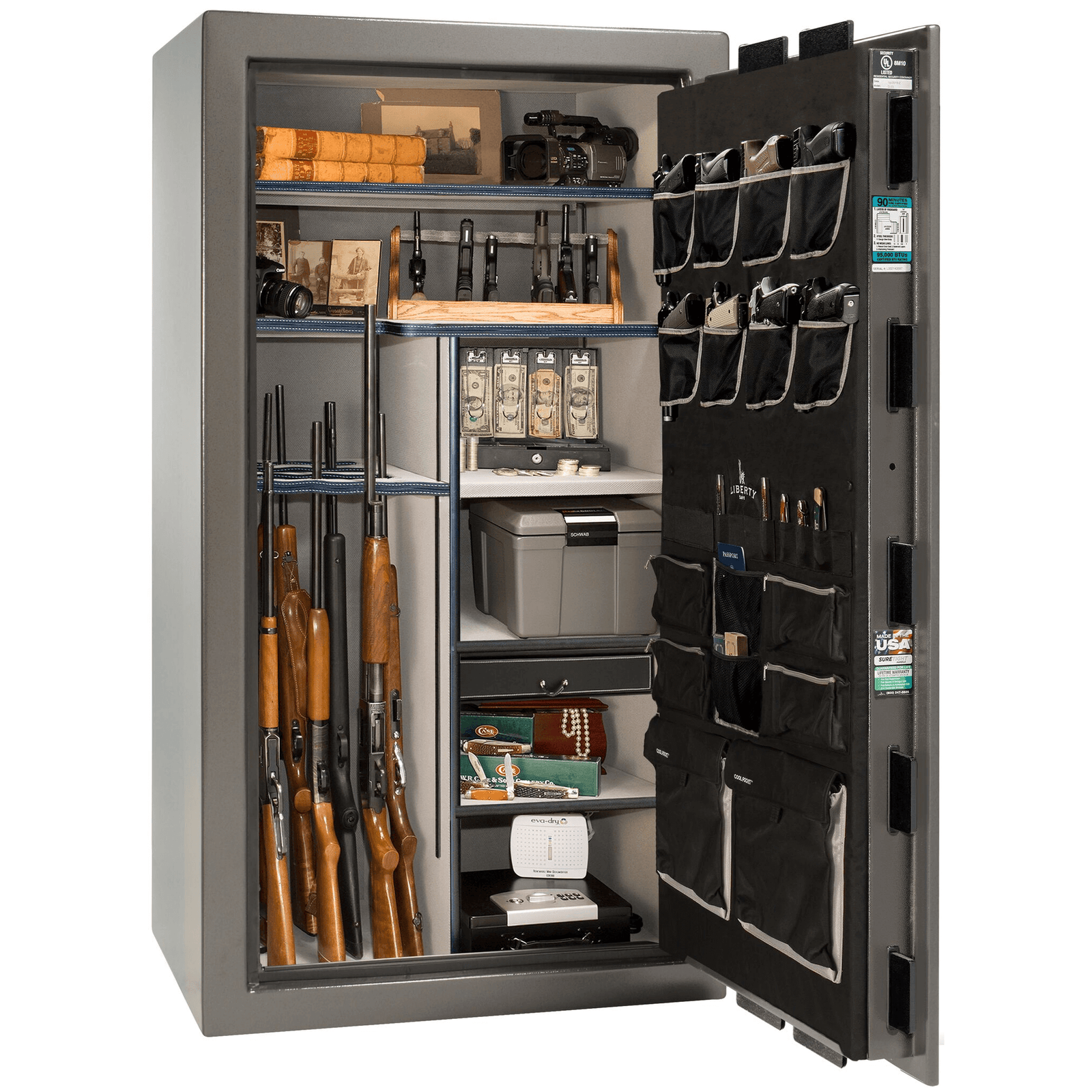 Lincoln Series | Level 5 Security | 110 Minute Fire Protection | 50 | Dimensions: 72.5"(H) x 42"(W) x 32"(D) | White Gloss | Mechanical Lock