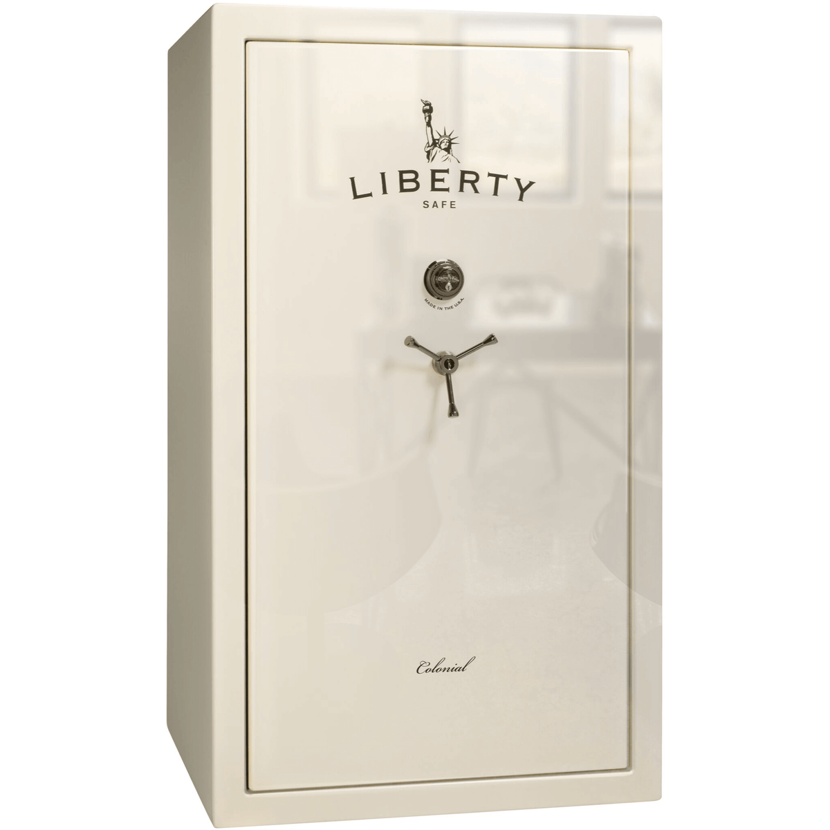 Colonial Series | Level 4 Security | 75 Minute Fire Protection | 50 | DIMENSIONS: 72.5&quot;(H) X 42&quot;(W) X 27.5&quot;(D*) | White Gloss Black Chrome | Mechanical Lock