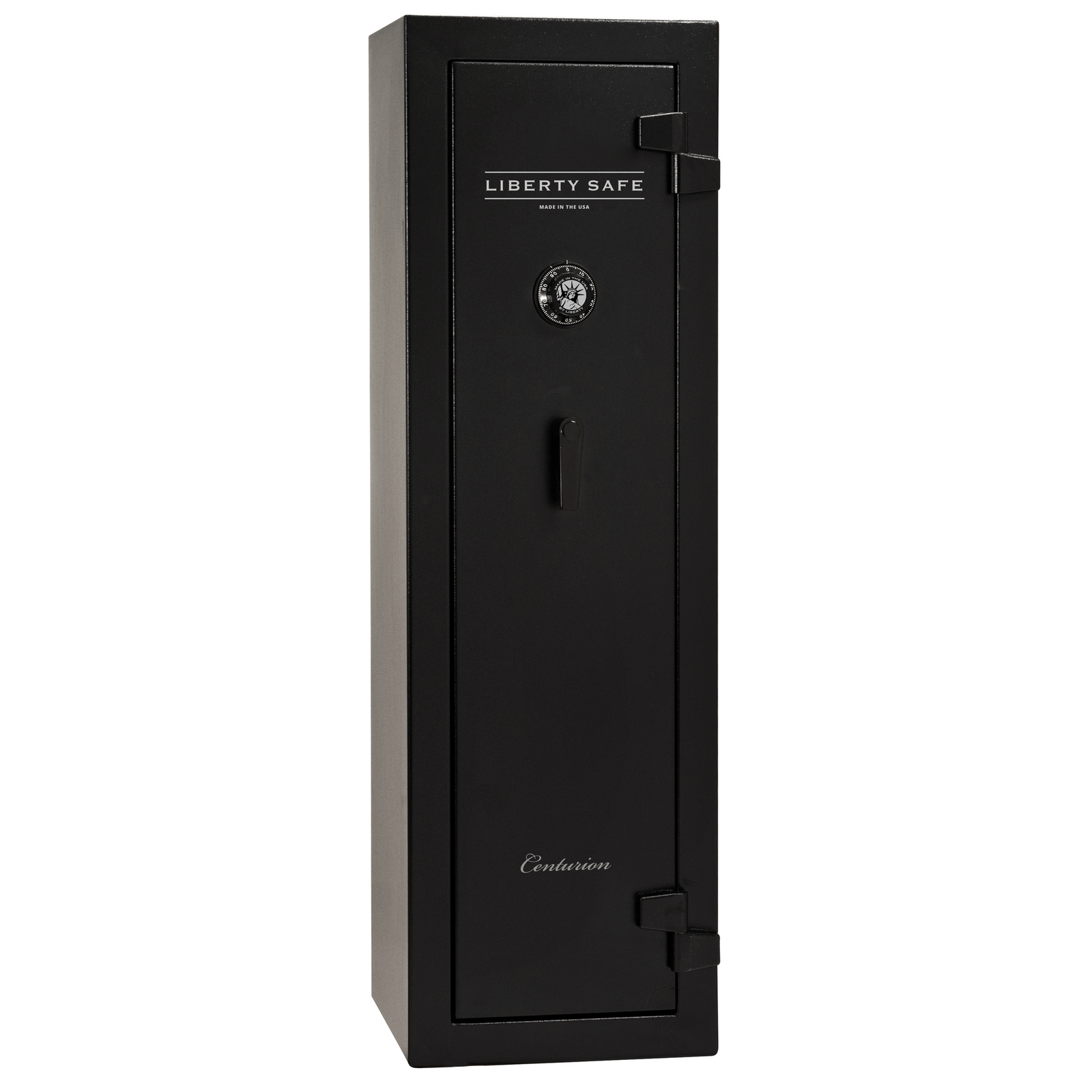 Liberty Safe Centurion 12 gun safe with a mechanical lock, closed door, featuring a 30‑minute fire rating and entry‑level security