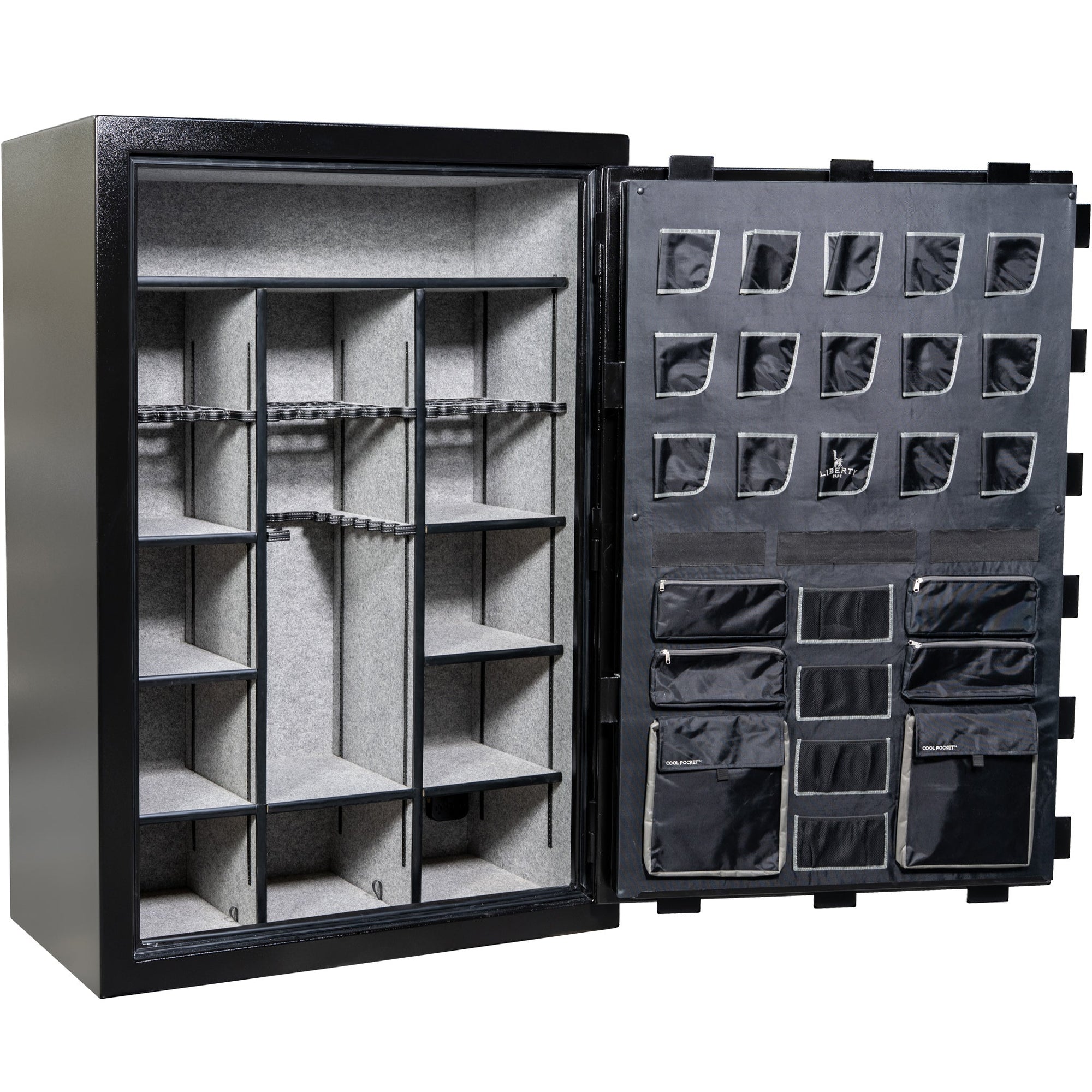 Collector T | Level 5 Security | 110 Minute Fire Protection | Dimensions: 72”(H) x 50”(W) x 27.5"(D) | Black Textured Electronic Lock - Closed  Door