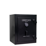 Liberty Home 8 safe in black finish, door closed, featuring a small footprint and level 2 security for discreet home storage.