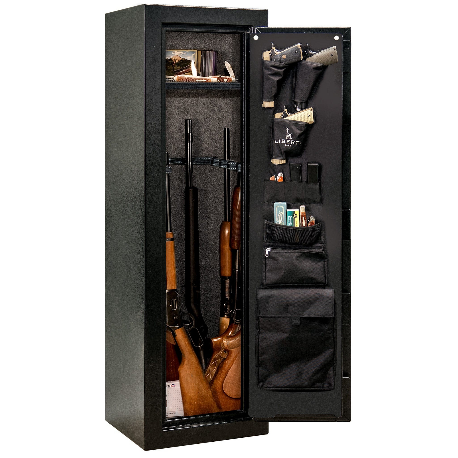 Liberty Safe Centurion 12 gun safe with a electronic lock, closed door, featuring a 30‑minute fire rating and entry‑level security
