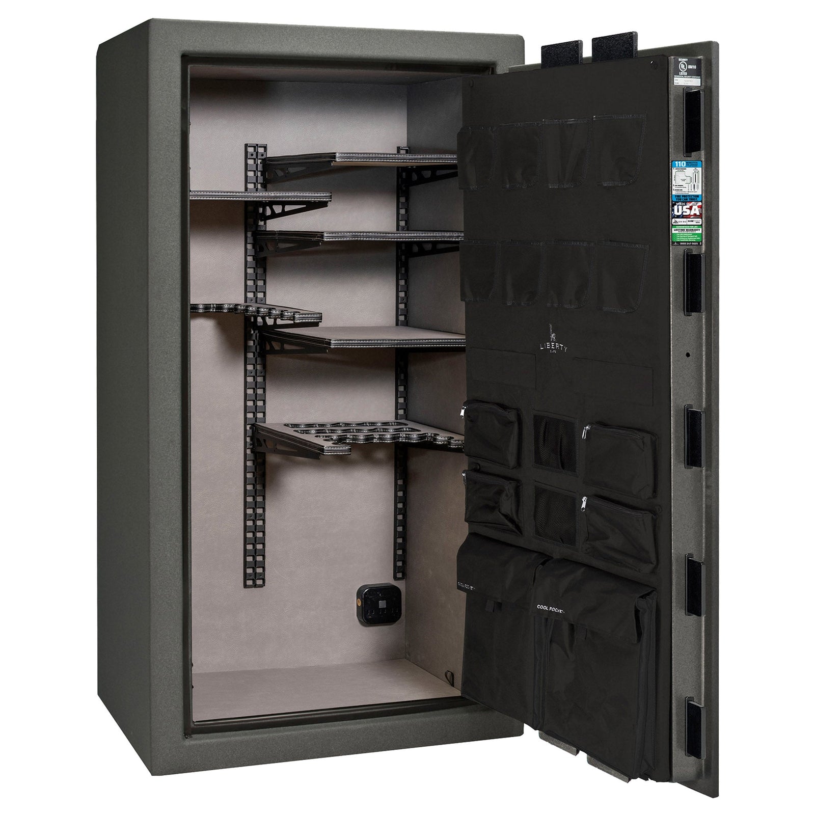 Franklin Series | Level 5 Security | 110 Minute Fire Protection | 40 | DIMENSIONS: 66.5"(H) X 36"(W) X 27.5"(D*) | Textured Granite | ProFlex Modular Shelving – Closed Door 