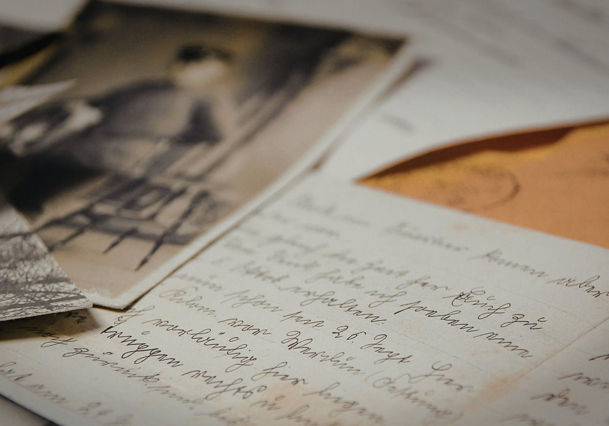 Vintage letters and photographs on a surface