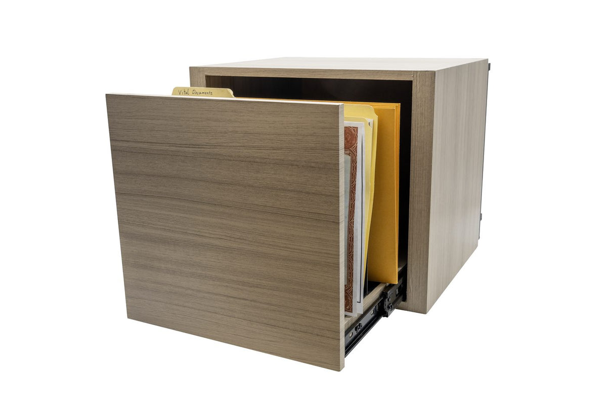 Liberty ProFlex 1-drawer document box accessory with an open drawer holding file folders